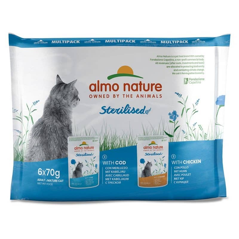 Almo Nature Cat Holistic Multipack STERILISED kaķu konservi 70g N6
